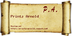 Printz Arnold névjegykártya